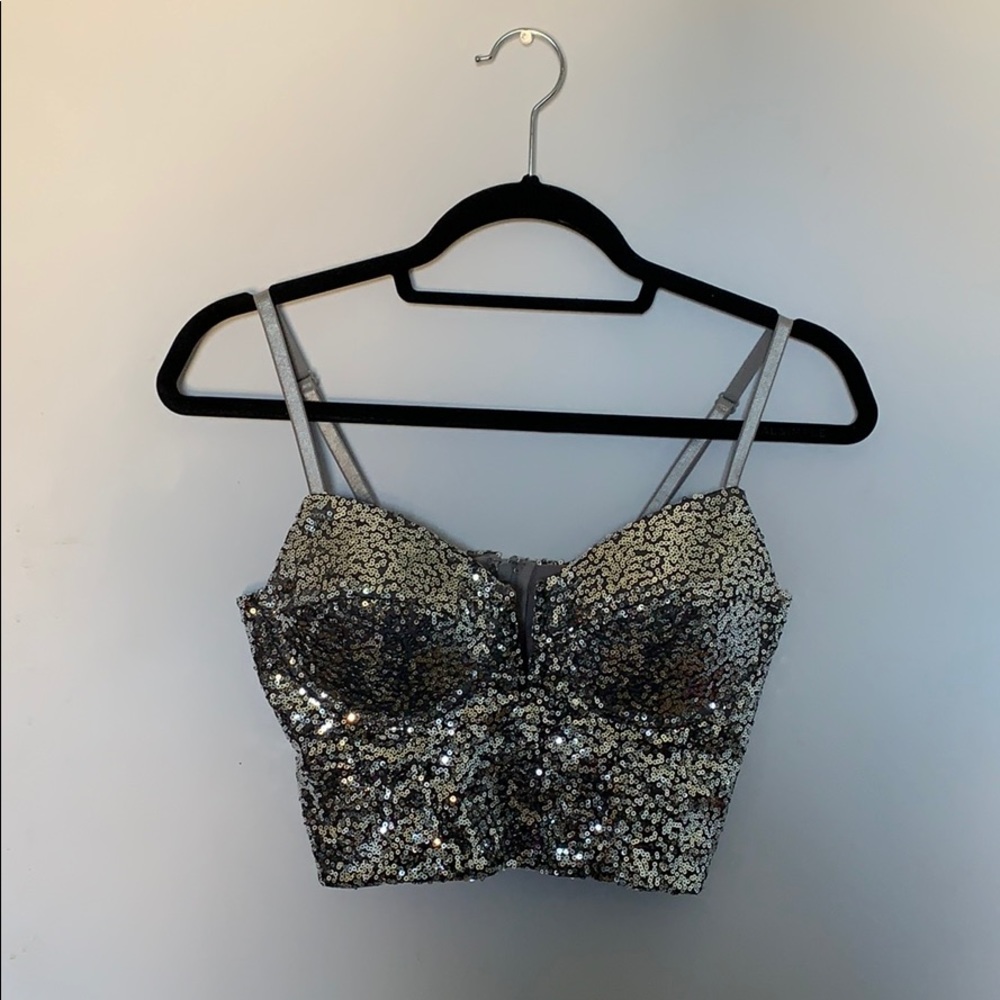 Sequined Silver Bralette